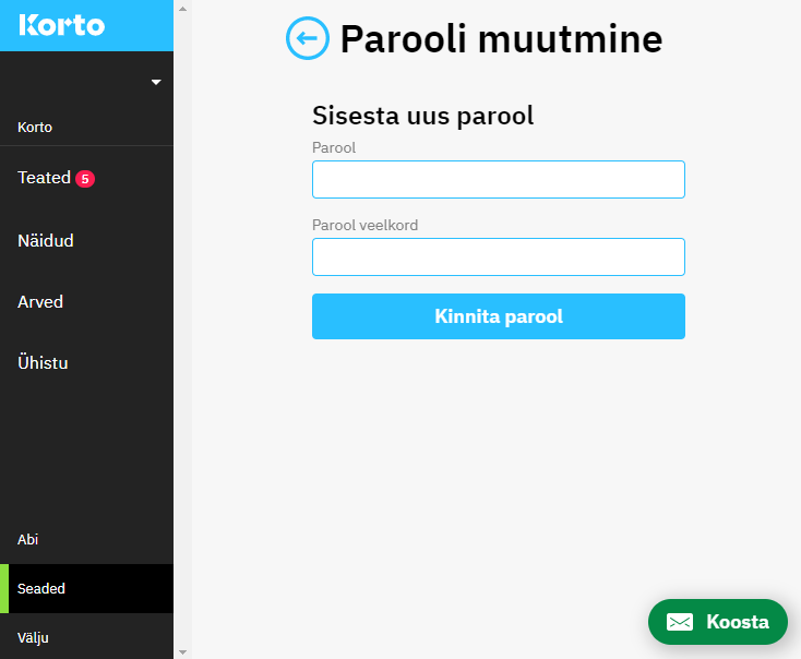Korto parooli muutmine