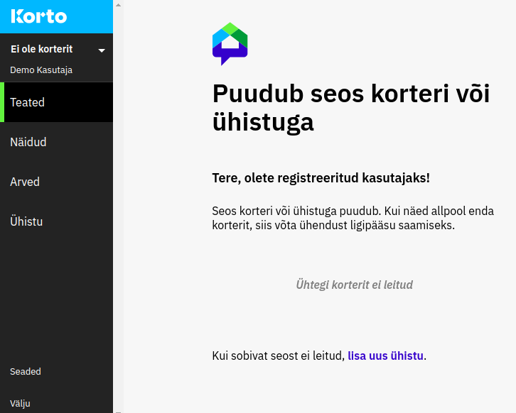 Korto puudub seos korteriga